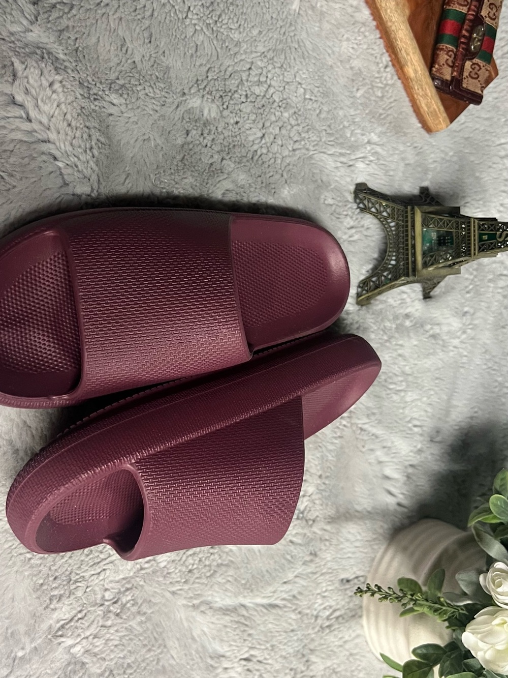 Women's Slide Sandals in Plum - Lightweight Cushion Slides